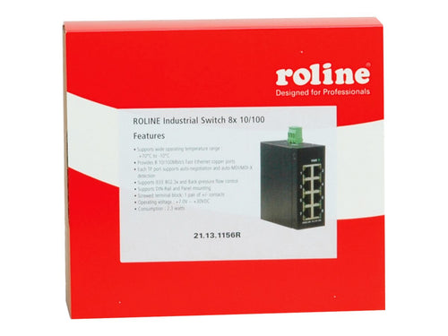Roline Fast Ethernet Switch – 8 Ports, für DIN-Schiene