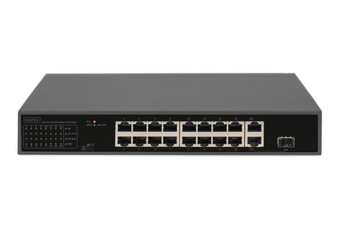 Digitus 16-Port Netzwerk-Switch – PoE, 2 Gigabit-Uplinks