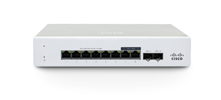 Cisco Meraki 8-Port Switch – Cloud-verwaltet, PoE+ Unterstützung