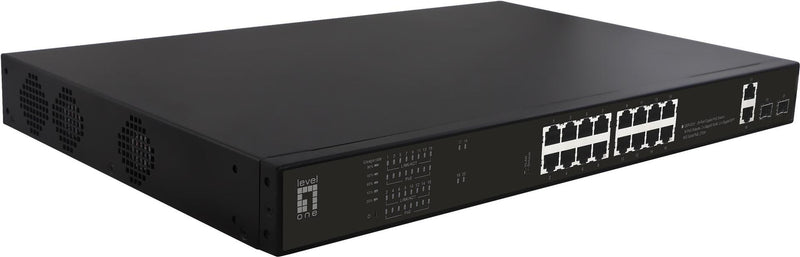 LevelOne 20-Port Gigabit Switch – PoE-Unterstützung, Rack-montierbar
