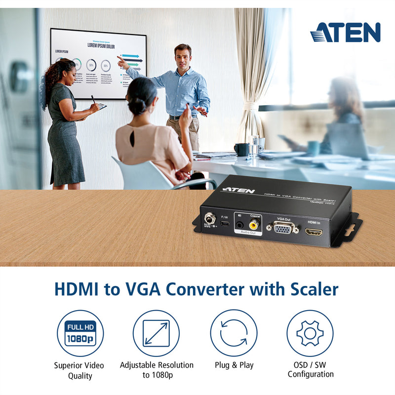 Aten Videokonverter – HDMI zu VGA mit Scaler