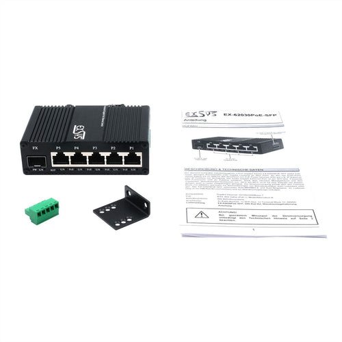 Exsys 5-Port Gigabit Switch – PoE+ für einfache Netzwerkverwaltung