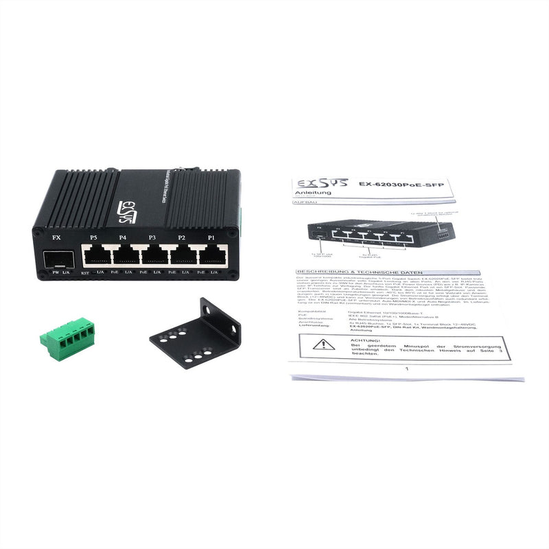 Exsys 5-Port Gigabit Switch – PoE+ für einfache Netzwerkverwaltung