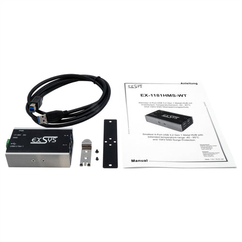 Exsys USB-Hub – 4 Anschlüsse, robuster Metallbau