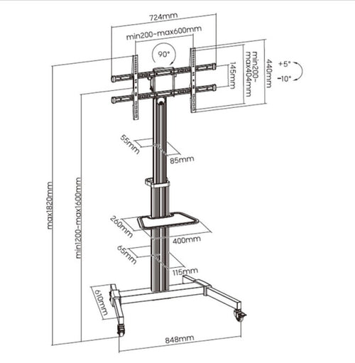Equip TV-Bodenständer – Höhenverstellbar für 37"-86" Bildschirme
