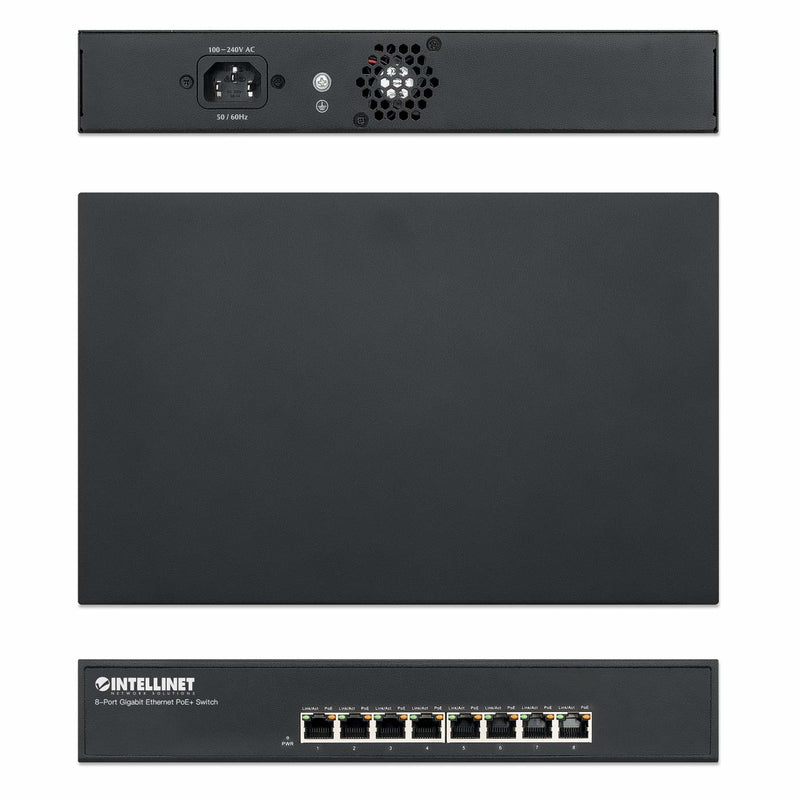 INTELLINET Netzwerk-Switch – 8 Ports, PoE+ für Stromversorgung
