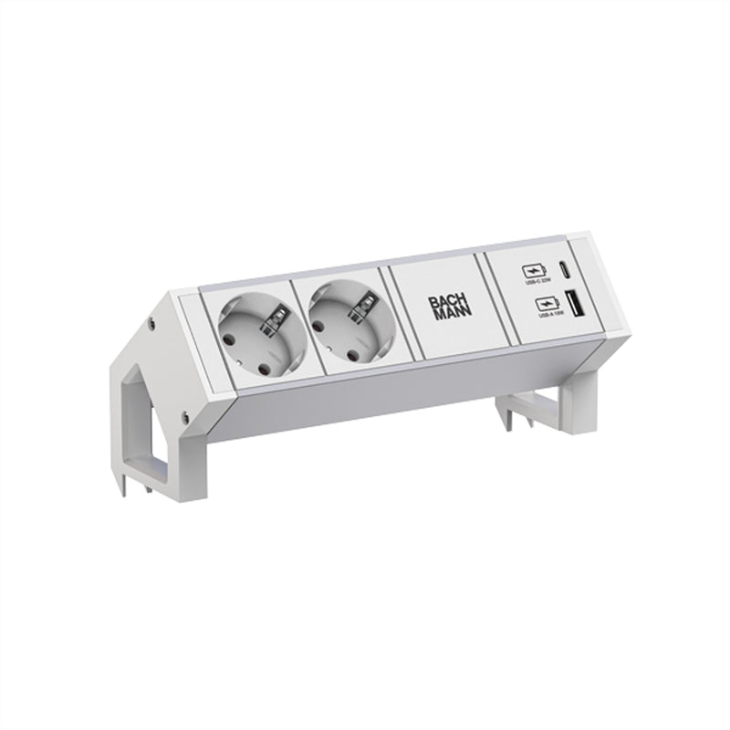 Bachmann DESK2 Steckdosenleiste – USB-Ladefunktion, Aluminiumgehäuse