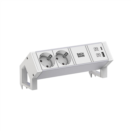 Bachmann DESK2 Steckdosenleiste – USB-Ladefunktion, Aluminiumgehäuse