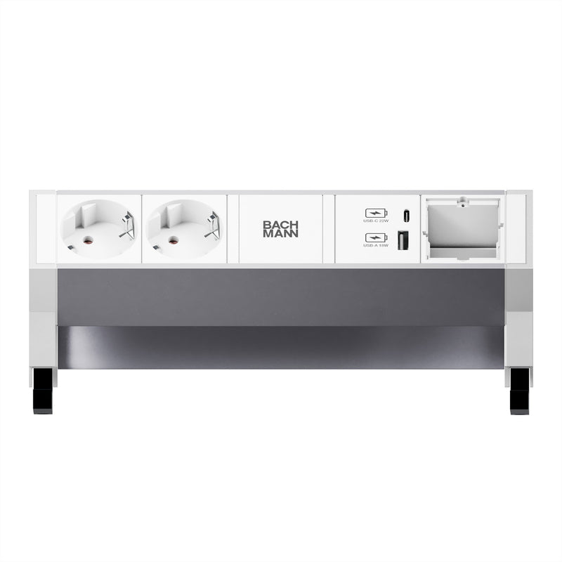 Bachmann Steckdosenleiste – 2 USB-Anschlüsse, Aluminiumgehäuse