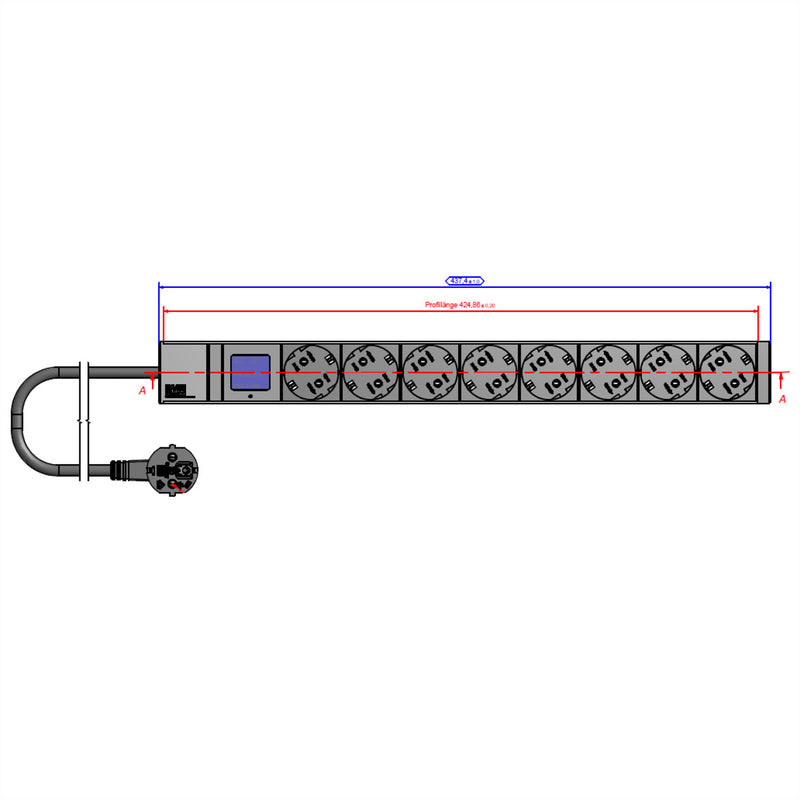 Bachmann Steckdosenleiste – 8 Anschlüsse, für 19" Rack