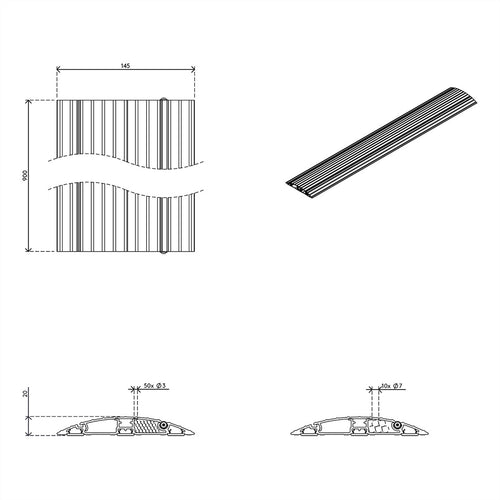 Dataflex Kabelschutz 90 cm – Bodenmontage, Silber