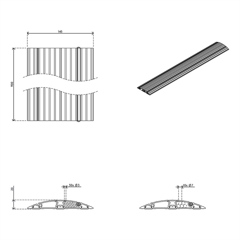 Dataflex Kabelschutz 90 cm – Bodenmontage, Silber