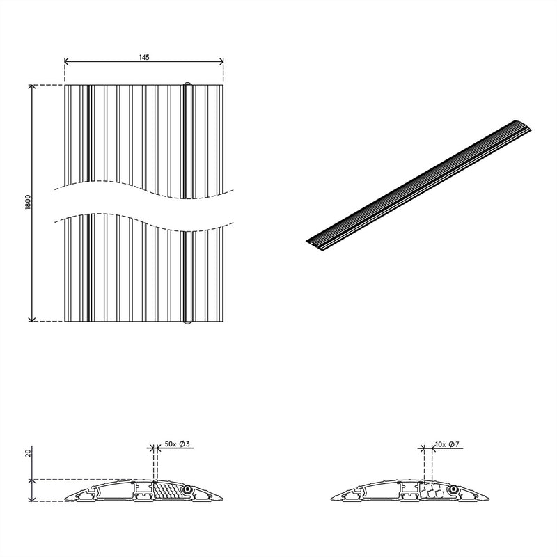 Dataflex Kabelschutz – Bodenmontage, Silber, für bis zu 10 Kabel