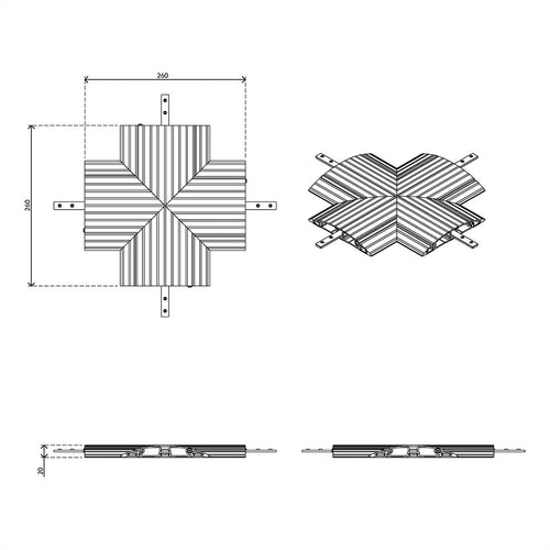 Dataflex Kabelschutz – Kreuzverbindung, silber, recyceltes Material