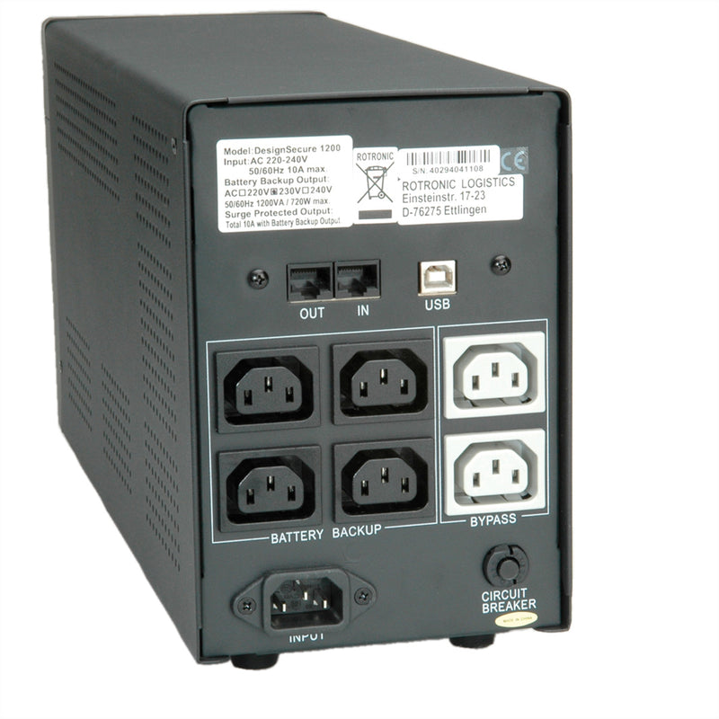 ROLINE USV DesignSecure – Schutz bei Stromausfall, 4 Anschlüsse