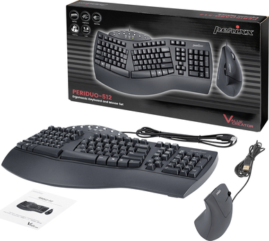 PERIXX Tastatur-Maus-Set – Ergonomisch, USB-Anschluss