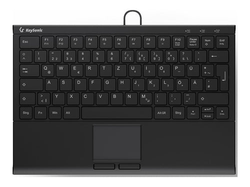 KEYSONIC Mini-Tastatur – Kabellos, mit Touchpad und Beleuchtung