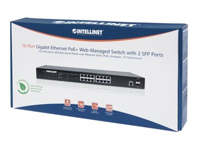 INTELLINET 16-Port Gigabit Switch – PoE+ für einfache Netzwerkverwaltung