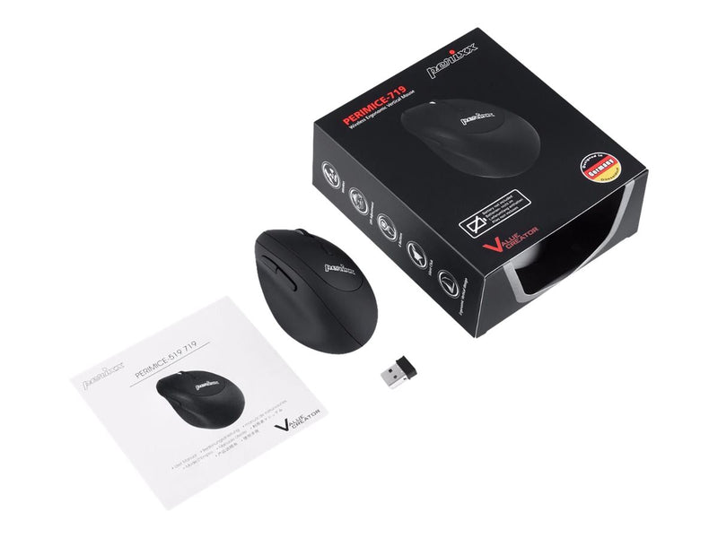 PERIXX Ergonomische USB-Maus – Kabellos, für Rechtshänder