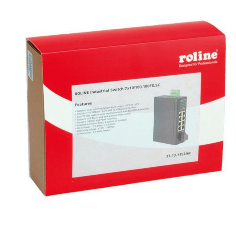 ROLINE Industrie-Switch – 8 Anschlüsse, DIN-Schiene montierbar