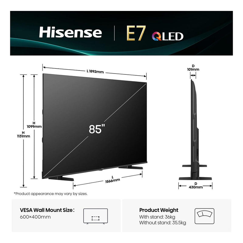 Hisense 85" 4K Smart-TV – Großes Bild, Streaming-Apps