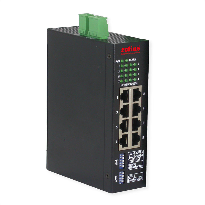 ROLINE Ethernet-Switch – 8 Ports, für DIN-Schienen