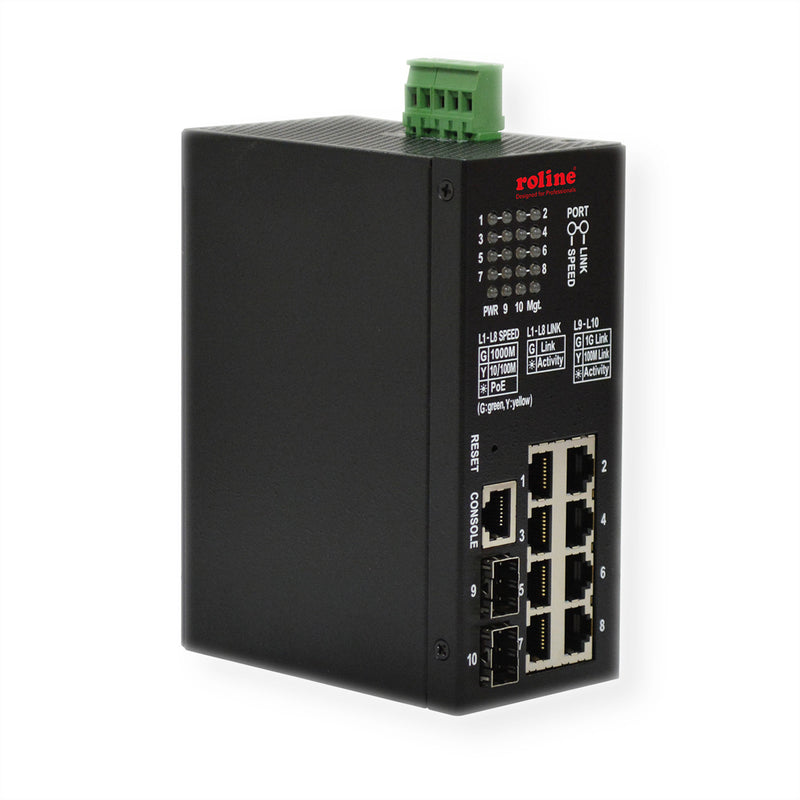 ROLINE Gigabit Switch – 10 Ports, PoE+ für einfache Netzwerke