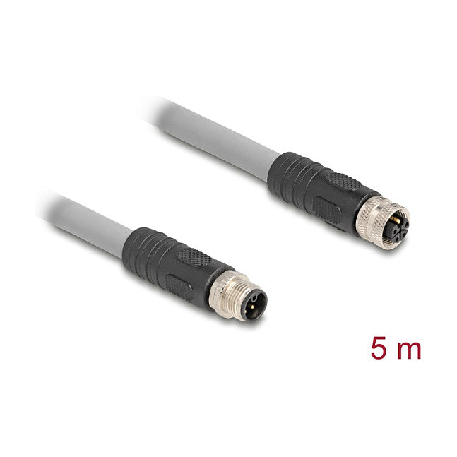 Delock M12 Kabel – 5-Pin, 5m, robust für bewegliche Anwendungen