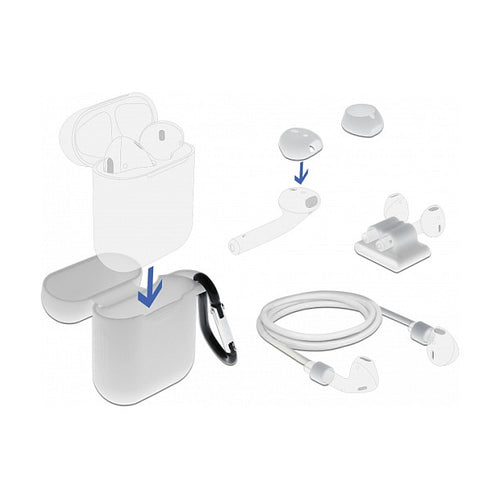 DELOCK Zubehörset für AirPods – Schutztasche, Ohrenstöpsel