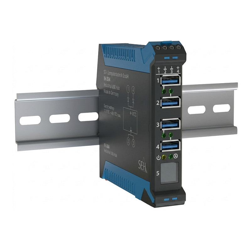 SEH USB-Hub 3.0 – Hutschiene, 4 Anschlüsse