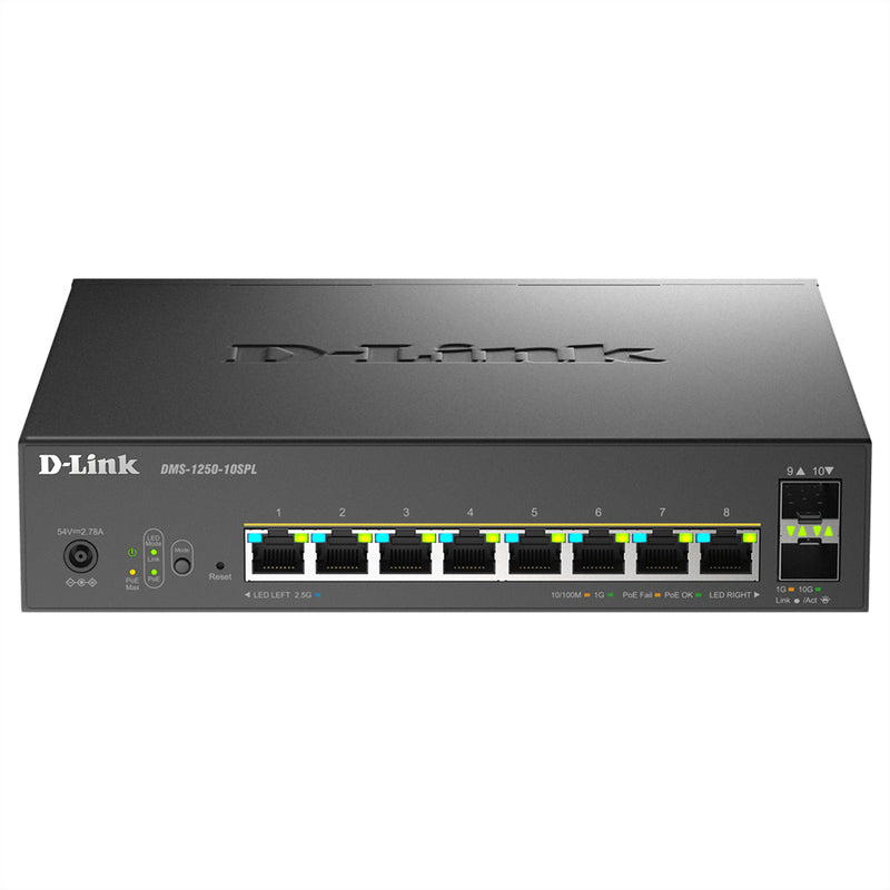 D-Link Netzwerk-Switch – 10 Anschlüsse, PoE++ Unterstützung