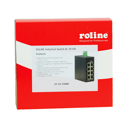 Roline Fast Ethernet Switch – 8 Ports, für DIN-Schiene