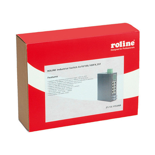 ROLINE Industrie-Switch – 8 Anschlüsse, DIN-Schiene montierbar