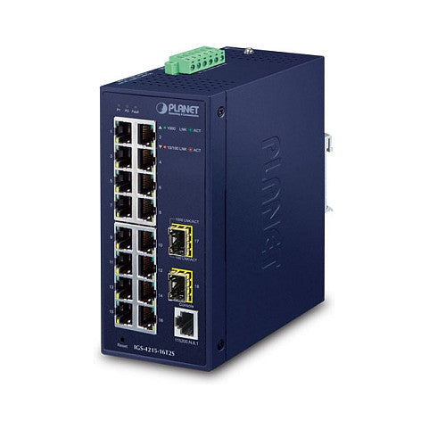 Planet Technology 16-Port Managed Switch – Gigabit Netzwerk, vielseitige Montage