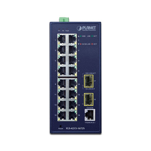 Planet Technology 16-Port Managed Switch – Gigabit Netzwerk, vielseitige Montage