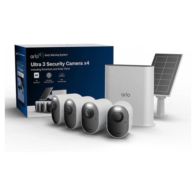 ARLO Ultra 3 Sicherheitskamera-Set – 4 Kameras, Solar-Panel inklusive