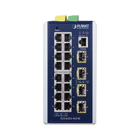 PLANET Switch – 20 Ports, für DIN- oder Wandmontage