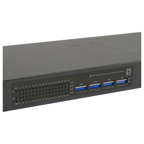 LevelOne Netzwerk-Switch – 32 PoE-Anschlüsse, Rack-montierbar