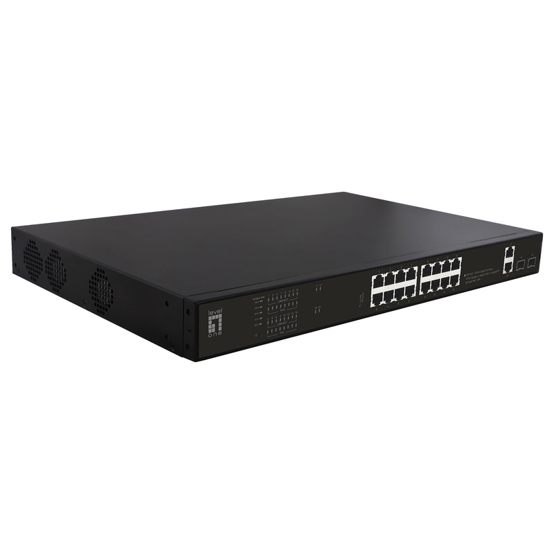 LevelOne 20-Port Gigabit Switch – PoE-Unterstützung, Rack-montierbar