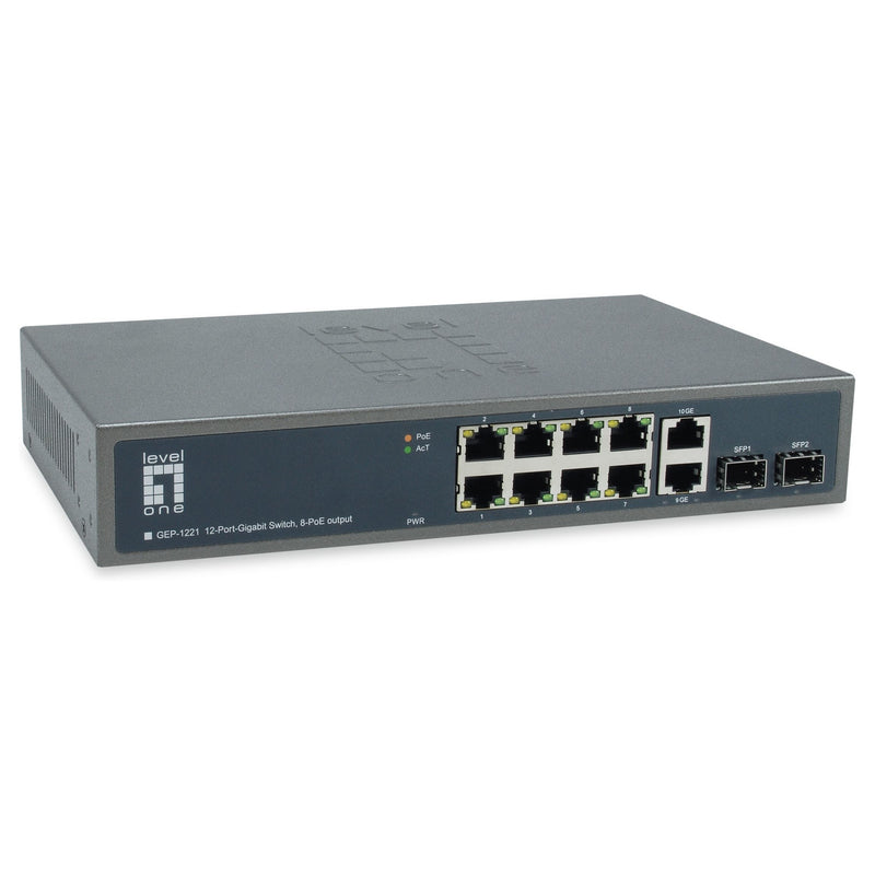 LEVELONE Netzwerk-Switch – 8 PoE+ Anschlüsse, Rack-montierbar