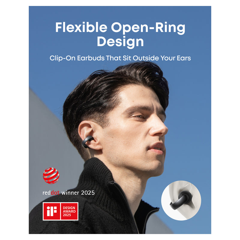 ANKER Soundcore AeroClip – Kabellose Clip-On Kopfhörer mit Mikrofon