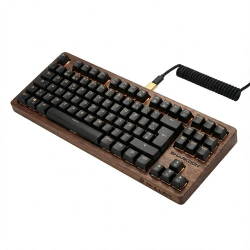 Sharkoon SKILLER Tastatur – Holzdesign, leise Tasten