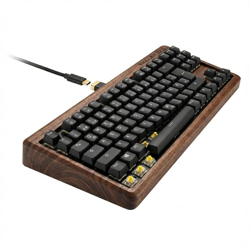 Sharkoon SKILLER Tastatur – Holzdesign, leise Tasten