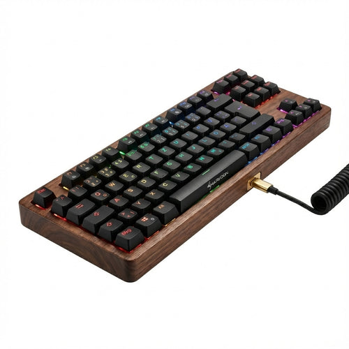 Sharkoon SKILLER Tastatur – Holztasten, leise Tastenanschläge
