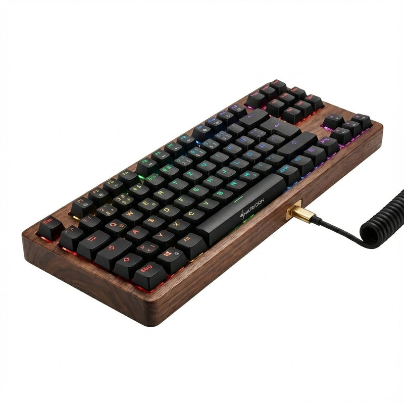 Sharkoon SKILLER Tastatur – Holztasten, leise Tastenanschläge