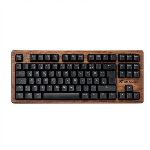 Sharkoon SKILLER Tastatur – Holzdesign, leise Tasten