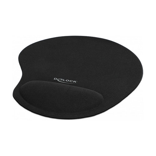 DELOCK Ergonomisches Mauspad – Mit Gel-Handballenauflage, Schwarz