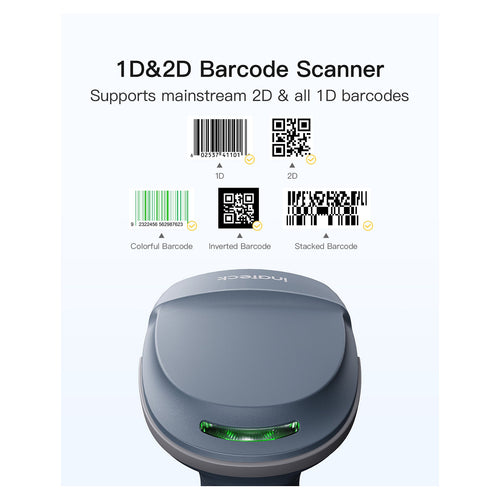 Inateck Barcodescanner – 1D/2D, tragbar, blau