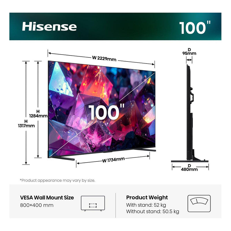 Hisense 100" 4K Smart Laser TV – Großes Bild, lebendige Farben