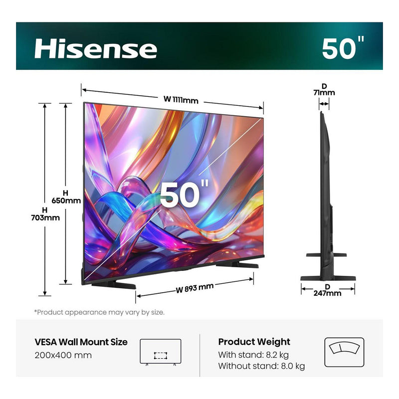 Hisense 50" 4K Smart-TV – Ultra HD, Streaming-Apps